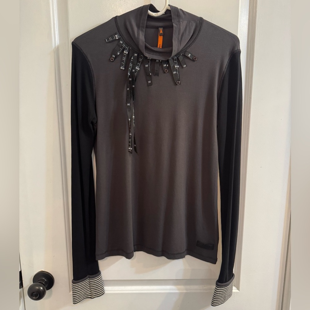 Cop Copine Vintage 2000s Long Sleeve Henley Tape Measure Detail